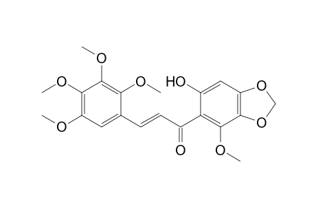 (E)-1-(4-methoxy-6-oxidanyl-1,3-benzodioxol-5-yl)-3-(2,3,4,5-tetramethoxyphenyl)prop-2-en-1-one