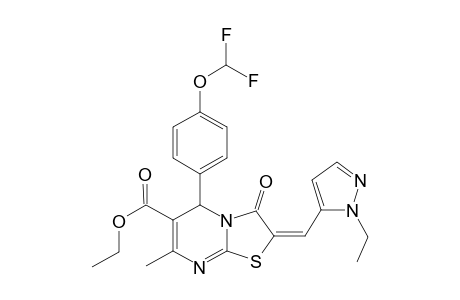 (2E)-5-[4-(difluoromethoxy)phenyl]-2-[(2-ethyl-3-pyrazolyl)methylidene]-7-methyl-3-oxo-5H-thiazolo[3,2-a]pyrimidine-6-carboxylic acid ethyl ester