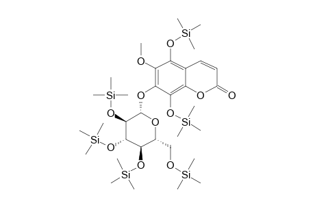 5,8-Dihydroxy-6-methoxy-7-(.beta.-D-glucopyranosyloxy)chromen-2-one, 6tms