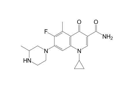 1-cyclopropyl-6-fluoranyl-5-methyl-7-(3-methylpiperazin-1-yl)-4-oxidanylidene-quinoline-3-carboxamide