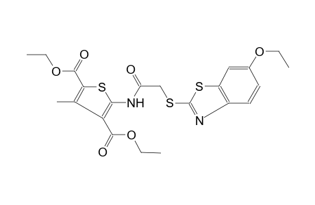 2,4-thiophenedicarboxylic acid, 5-[[[(6-ethoxy-2-benzothiazolyl)thio]acetyl]amino]-3-methyl-, diethyl ester