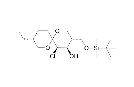 (3R(*),4R(*),5R(*),6R(*),9R(*))-3-[(t-Butyldimethyl)siloxy]methyl-5-chloro-9-ethyl-1,7-dioxaspiro-[5.5]undecan-4-ol