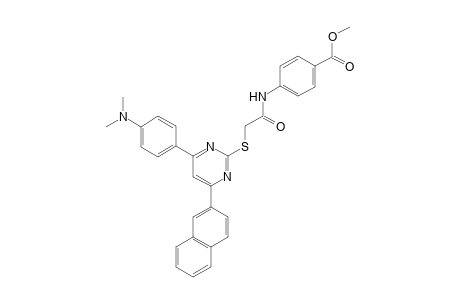 methyl 4-(2-((4-(4-[dimethylamino]phenyl)-6-(naphthalen-2-yl)pyrimidin-2-yl)thio)acetamido)benzoate