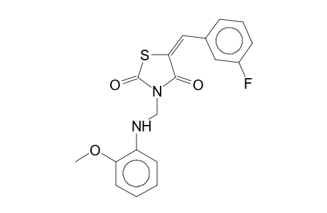 (5E)-5-(3-Fluorobenzylidene)-3-[(2-methoxyanilino)methyl]-1,3-thiazolidine-2,4-dione