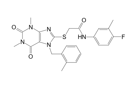 2-[1,3-dimethyl-7-(o-tolylmethyl)-2,6-dioxo-purin-8-yl]sulfanyl-N-(4-fluoro-3-methyl-phenyl)acetamide