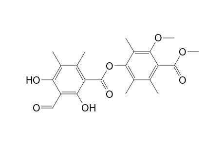Benzoic acid, 3-formyl-2,4-dihydroxy-5,6-dimethyl-, 3-methoxy-4-(methoxycarbonyl)-2,5,6-trimethylphenyl ester