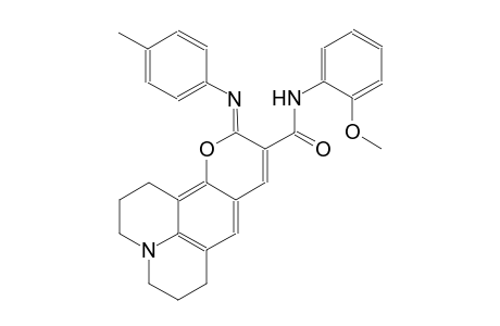 1H,5H,11H-[1]benzopyrano[6,7,8-ij]quinolizine-10-carboxamide, 2,3,6,7-tetrahydro-N-(2-methoxyphenyl)-11-[(4-methylphenyl)imino]-, (11Z)-