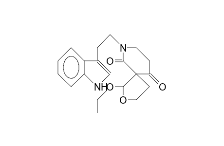 (.+-.)-1-Ethoxy-7-(2-<indol-3-yl>-ethyl)-2-oxa-7-azaspiro(4,5)decan-6,10-dione