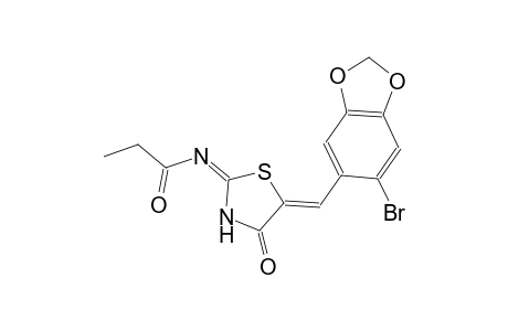 propanamide, N-[(2E,5Z)-5-[(6-bromo-1,3-benzodioxol-5-yl)methylene]-4-oxothiazolidinylidene]-
