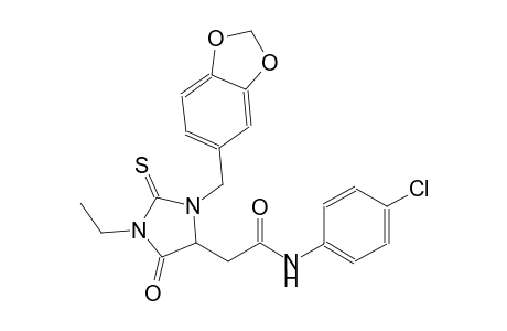 2-[3-(1,3-benzodioxol-5-ylmethyl)-1-ethyl-5-oxo-2-thioxo-4-imidazolidinyl]-N-(4-chlorophenyl)acetamide