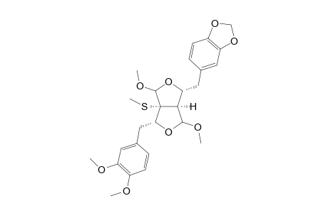 2,6-Dimethoxy- 1 -methylthio-4-piperonyl-8-veratryl-3,7-dioxabicyclo[3.3.0]octan