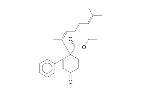 2-CYCLOHEXEN-4-CARBOXYLIC ACID, 1-OXO-4-[(E)-3-METHYL-2,6-OCTADIEN-1-YL]-3-PHENYL-, ETHYL ESTER