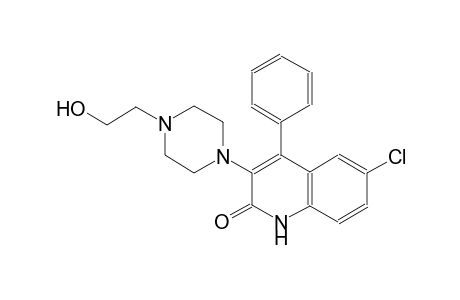 6-Chloranyl-3-[4-(2-hydroxyethyl)piperazin-1-yl]-4-phenyl-1H-quinolin-2-one