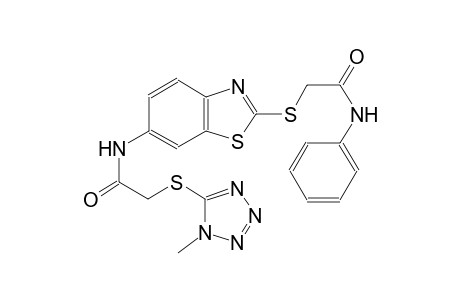 N-{2-[(2-anilino-2-oxoethyl)sulfanyl]-1,3-benzothiazol-6-yl}-2-[(1-methyl-1H-tetraazol-5-yl)sulfanyl]acetamide