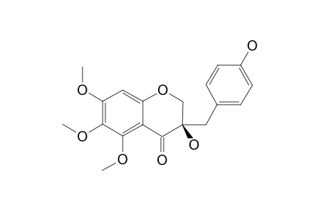 URGINEANIN_B;(3-R)-3-HYDROXY-3-(4'-HYDROXYBENZYL)-5,6,7-TRIMETHOXYCHROMAN-4-ONE
