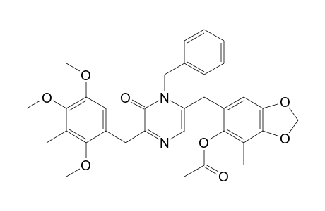 1-Benzyl-3-(2,4,5-trimethoxy-3-methylbenzyl)-6-(2-acetoxy-3-methyl-4,5-methylenedioxybenzyl)pyrazine-2(1H)-one