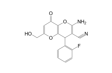 pyrano[3,2-b]pyran-3-carbonitrile, 2-amino-4-(2-fluorophenyl)-4,8-dihydro-6-(hydroxymethyl)-8-oxo-