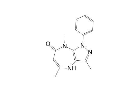 1-Phenyl-3,5,8-trimethyl-4,8-dihydro-7-oxo-pyrazolo(3,4-b)(1,4)-diazepine