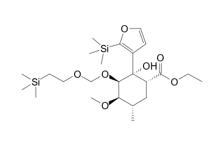 Ethyl (1RS,2SR,3RS,4RS,5SR)-2-hydroxy-4-methoxy-5-methyl-3-[(2''-trimethylsilyl)ethoxymethoxy]-2-[2'-(trimethylsilyl)-3'-furyl]-cyclohexane-1-carboxylate