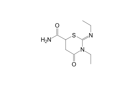 (2Z)-3-ethyl-2-[(Z)-ethylimino]-4-oxotetrahydro-2H-1,3-thiazine-6-carboxamide