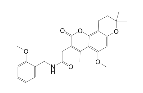 2-(5-methoxy-4,8,8-trimethyl-2-oxo-2,8,9,10-tetrahydropyrano[2,3-f]chromen-3-yl)-N-(2-methoxybenzyl)acetamide
