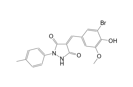 (4E)-4-(3-bromo-4-hydroxy-5-methoxybenzylidene)-1-(4-methylphenyl)-3,5-pyrazolidinedione