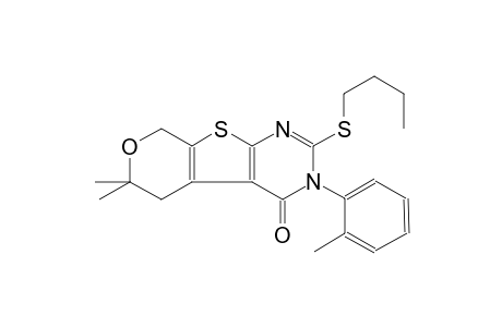 2-(butylsulfanyl)-6,6-dimethyl-3-(2-methylphenyl)-3,5,6,8-tetrahydro-4H-pyrano[4',3':4,5]thieno[2,3-d]pyrimidin-4-one