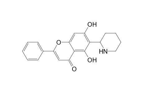 4H-1-Benzopyran-4-one, 5,7-dihydroxy-2-phenyl-6-(2-piperidinyl)-, (-)-