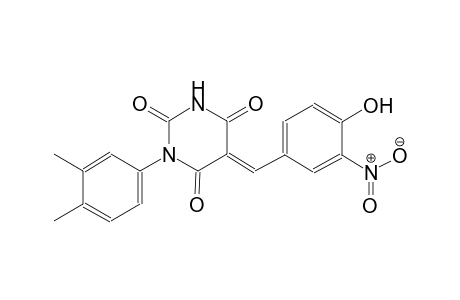 (5E)-1-(3,4-dimethylphenyl)-5-(4-hydroxy-3-nitrobenzylidene)-2,4,6(1H,3H,5H)-pyrimidinetrione