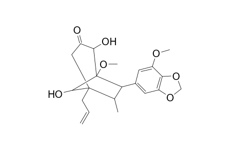 5-Allyl-2,8-dihydroxy-1-methoxy-7-(7-methoxy-1,3-benzodioxol-5-yl)-6-methylbicyclo[3.2.1]octan-3-one