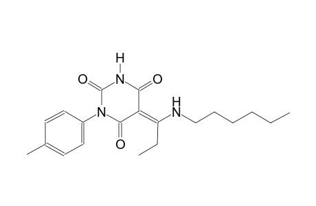 (5E)-5-[1-(hexylamino)propylidene]-1-(4-methylphenyl)-2,4,6(1H,3H,5H)-pyrimidinetrione