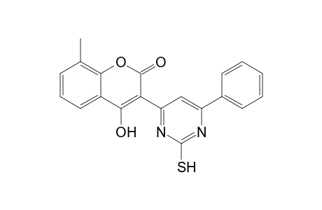 2-Mercapto-8-methyl-6-phenyl-4-[2H-4-hydroxy-2-oxo[1]benzopyran-3-yl]pyrimidine
