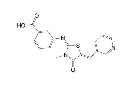 3-{[(2E,5Z)-3-methyl-4-oxo-5-(3-pyridinylmethylene)-1,3-thiazolidin-2-ylidene]amino}benzoic acid