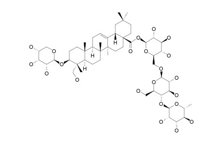 CLEMATIBETOSIDE-C;3-O-BETA-D-RIBOPYRANOSYL-HEDERAGENIN-28-O-ALPHA-L-RHAMNOPYRANOSYL-(1->4)-BETA-D-GLUCOPYRANOSYL-(1->6)-BETA-D-GLUCOPYRANOSIDE