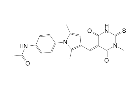N-(4-{2,5-dimethyl-3-[(E)-(1-methyl-4,6-dioxo-2-thioxotetrahydro-5(2H)-pyrimidinylidene)methyl]-1H-pyrrol-1-yl}phenyl)acetamide