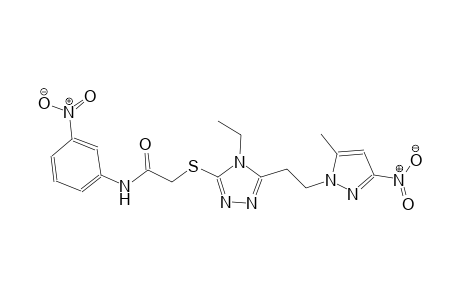 2-({4-ethyl-5-[2-(5-methyl-3-nitro-1H-pyrazol-1-yl)ethyl]-4H-1,2,4-triazol-3-yl}sulfanyl)-N-(3-nitrophenyl)acetamide