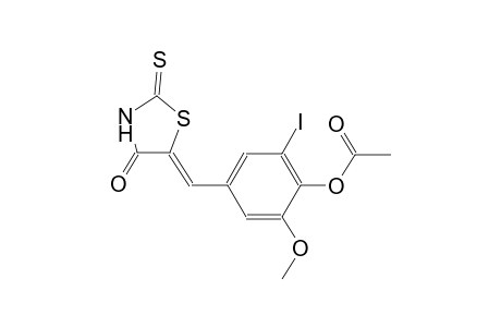 2-iodo-6-methoxy-4-[(Z)-(4-oxo-2-thioxo-1,3-thiazolidin-5-ylidene)methyl]phenyl acetate