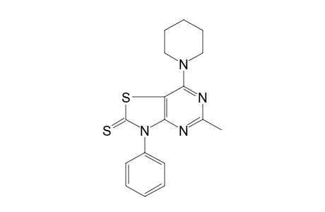 3H-Thiazolo[4,5-d]pyrimidine-2-thione, 5-methyl-3-phenyl-7-(piperidin-1-yl)-