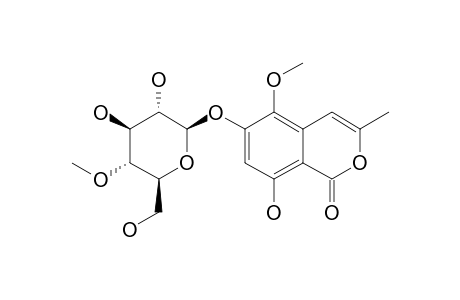 6,8-DIHYDROXY-5-METHOXY-3-METHYLISOCOUMARIN_6-O-(4-O-METHYL-BETA-D-GLUCOPYRANOSIDE)