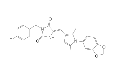 (5Z)-5-{[1-(1,3-benzodioxol-5-yl)-2,5-dimethyl-1H-pyrrol-3-yl]methylene}-3-(4-fluorobenzyl)-2,4-imidazolidinedione