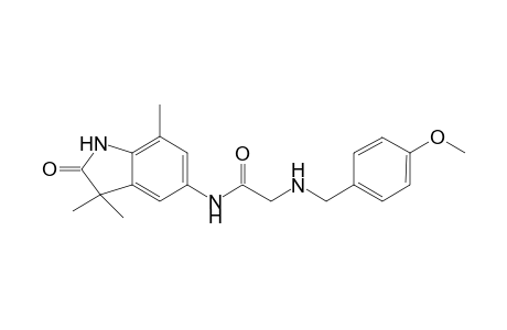 2-[(4-methoxyphenyl)methylamino]-N-(3,3,7-trimethyl-2-oxidanylidene-1H-indol-5-yl)ethanamide