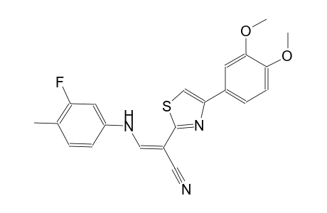 (2Z)-2-[4-(3,4-dimethoxyphenyl)-1,3-thiazol-2-yl]-3-(3-fluoro-4-methylanilino)-2-propenenitrile