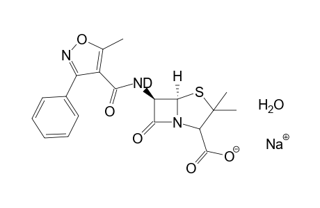 3,3-dimethyl-6-(5-methyl-3-phenyl-4-isoxazolecarboxamido)-7-oxo-4-thia-1-azabicyclo[3.2.0]heptane-2-carboxylic acid, sodium salt, hydrate
