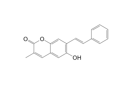3-Methyl-6-oxidanyl-7-[(E)-2-phenylethenyl]chromen-2-one