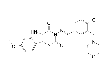 7-methoxy-3-({(E)-[4-methoxy-3-(4-morpholinylmethyl)phenyl]methylidene}amino)-1H-pyrimido[5,4-b]indole-2,4(3H,5H)-dione