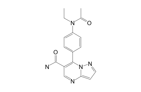 7-[4-(N-ACETYL-N-ETHYL)-AMINOPHENYL]-6-CARBOXAMIDOPYRAZOLO-[1,5-A]-PYRIMIDINE