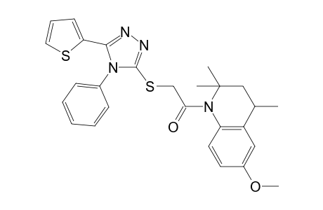 1-(6-Methoxy-2,2,4-trimethyl-3,4-dihydroquinolin-1-yl)-2-[(4-phenyl-5-thiophen-2-yl-1,2,4-triazol-3-yl)sulfanyl]ethanone