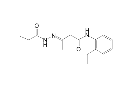 Butanamide, 3-propionylhydrazono-N-(2-ethylphenyl)-