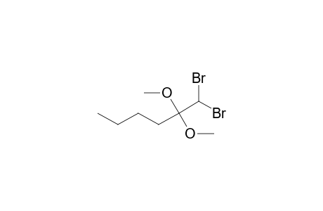 1,1-bis(bromanyl)-2,2-dimethoxy-hexane