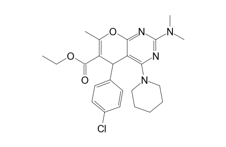 5-(4-Chlorophenyl)-2-(dimethylamino)-7-methyl-4-(1-piperidinyl)-5H-pyrano[2,3-d]pyrimidine-6-carboxylic acid ethyl ester